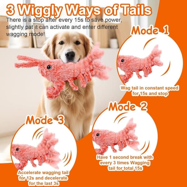 Interactive Wiggly Lobster Dog Toy - Moving, Rechargeable Fun