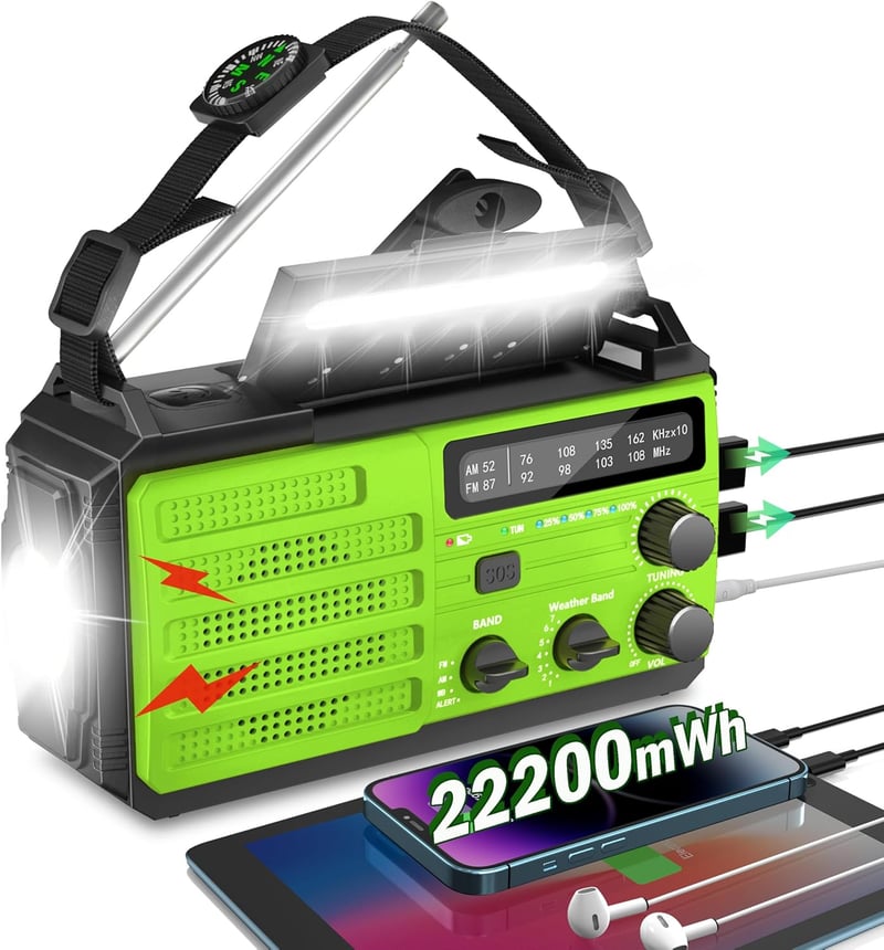 Solar & Hand Crank Emergency Radio with Flashlight & NOAA Alert