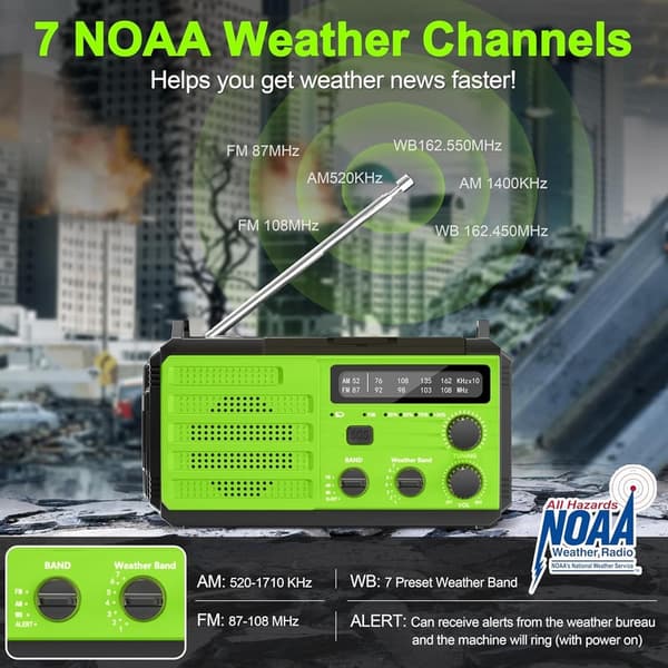 Solar & Hand Crank Emergency Radio with Flashlight & NOAA Alert