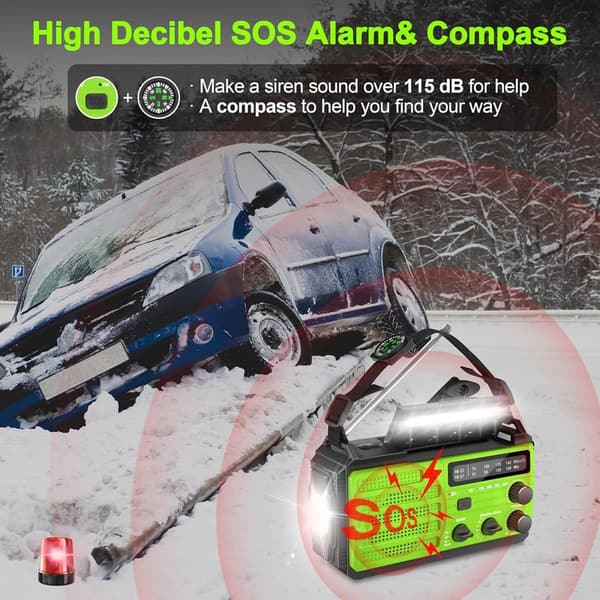 Solar & Hand Crank Emergency Radio with Flashlight & NOAA Alert