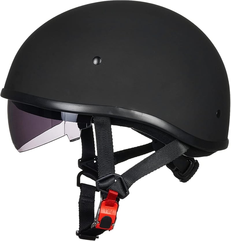 DOT Approved Matte Black Half Helmet for Motorcycle Cruiser - Medium