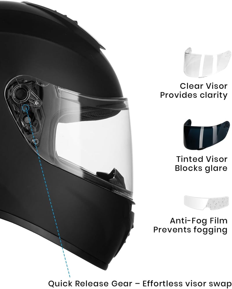 DOT Approved Full Face Motorcycle Helmet for Men & Women