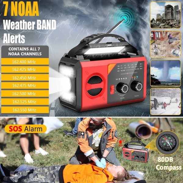 Emergency Weather Radio 30000mAh with Flashlight & Phone Charger