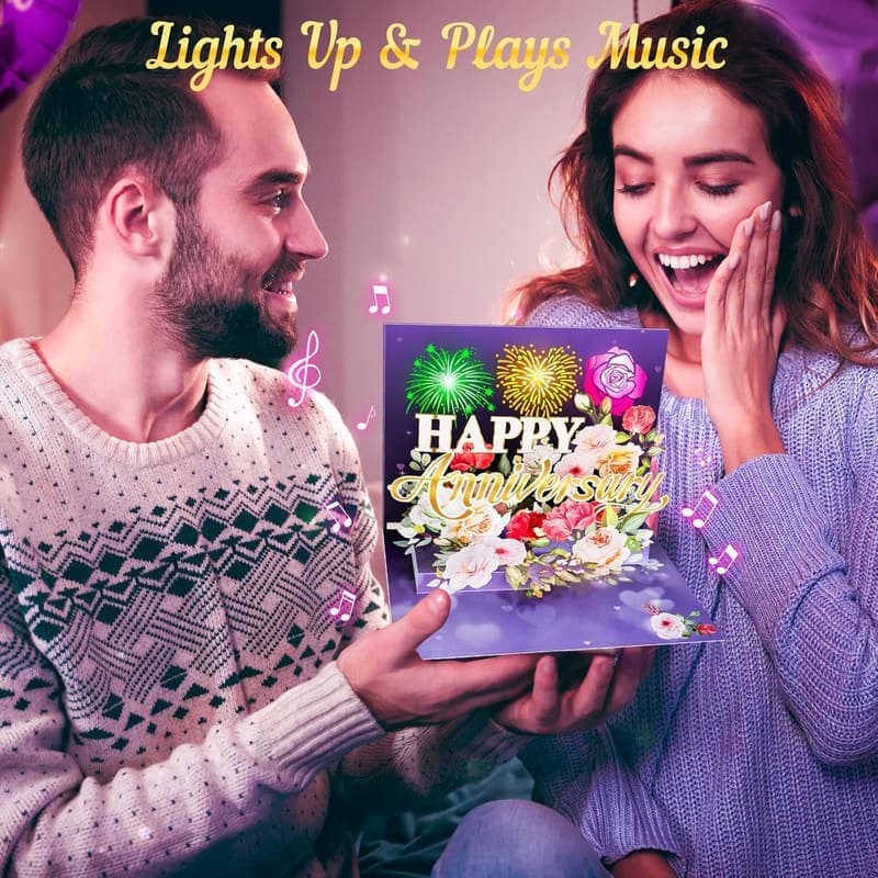 Valentine's Day Pop-Up Card with Music & Lights for Couples