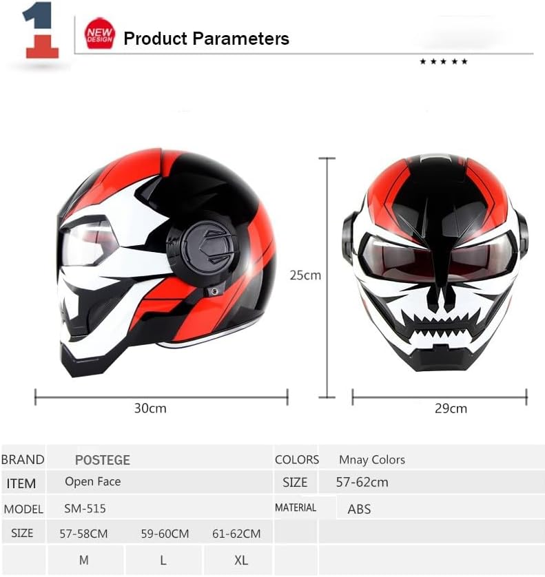 Iron Man Motocross Full Face Helmet, DOT Certified, 57-58cm
