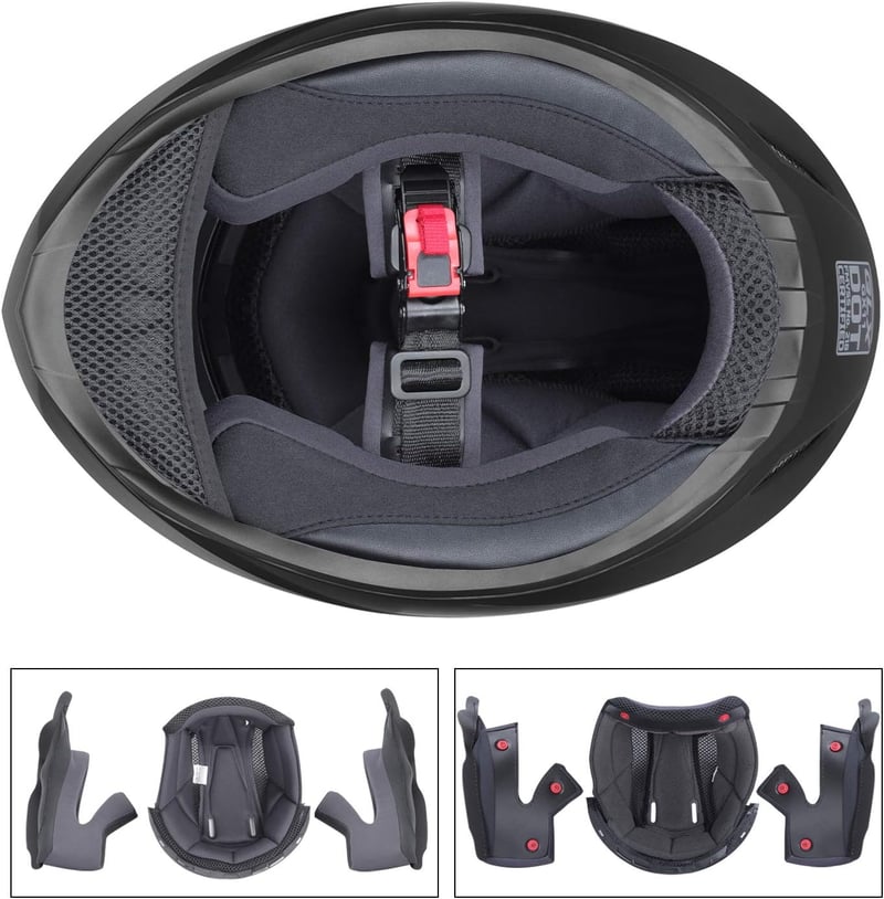 DOT Approved Matte Black Full Face Motorcycle Helmet - Large