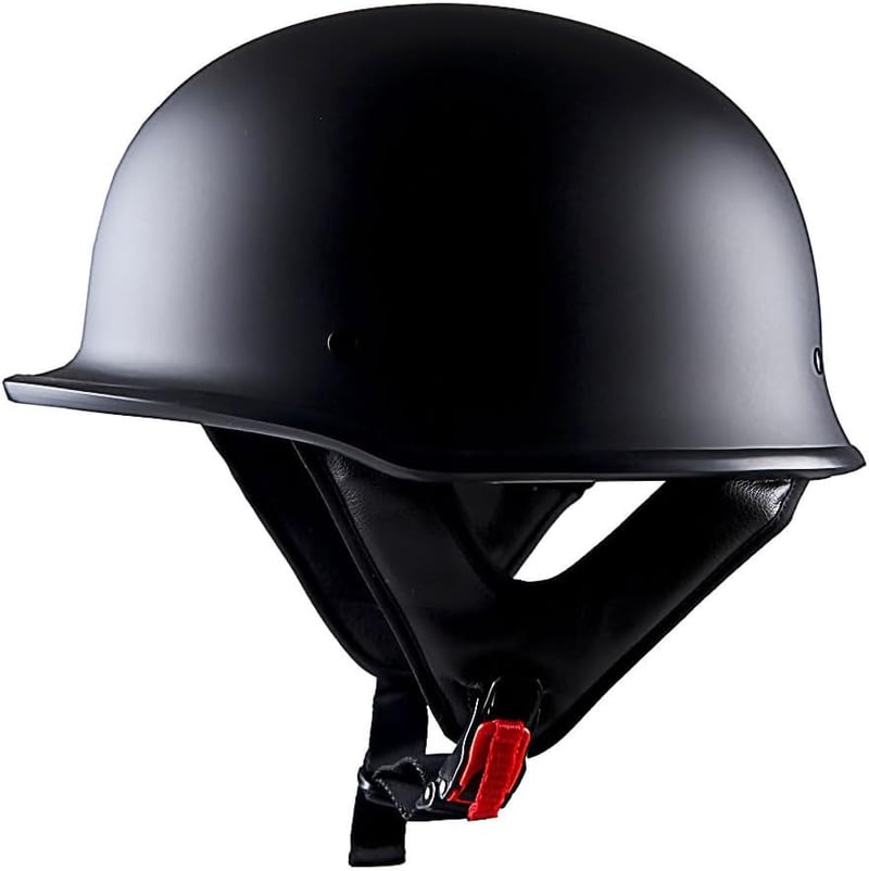 DOT Approved German Style Half Face Motorcycle Helmet - Matt Black