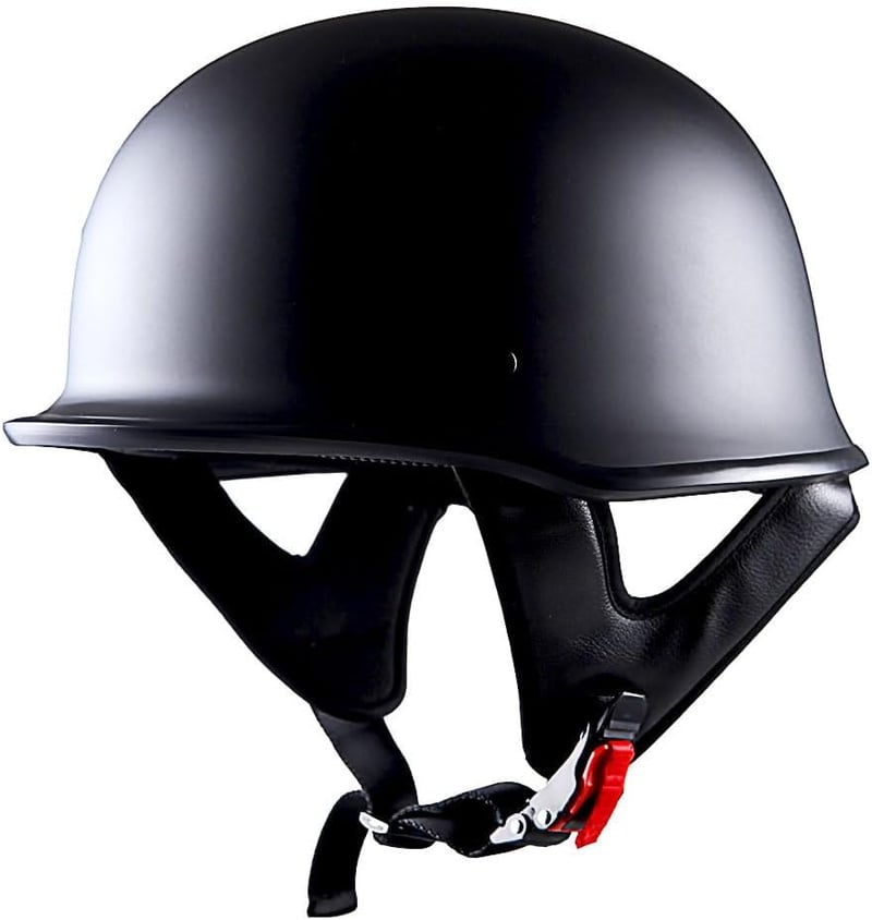 DOT Approved German Style Half Face Motorcycle Helmet - Matt Black