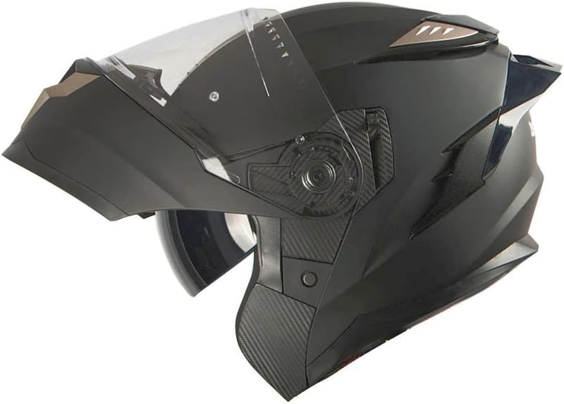 Modular Full Face Motorcycle Helmet with Dual Visor - Matt Black