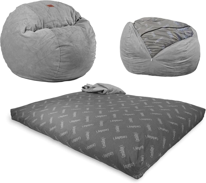 Chenille Bean Bag Chair & Bed - King Size, Charcoal, Washable