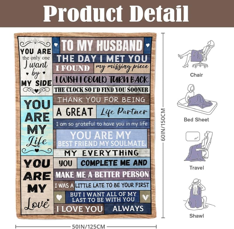 Personalized Blanket for Husband's Anniversary or Birthday