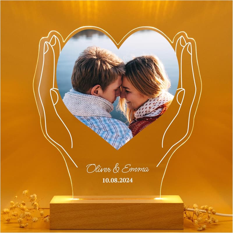Customized Heart-Shaped LED Picture Frame for Boyfriend