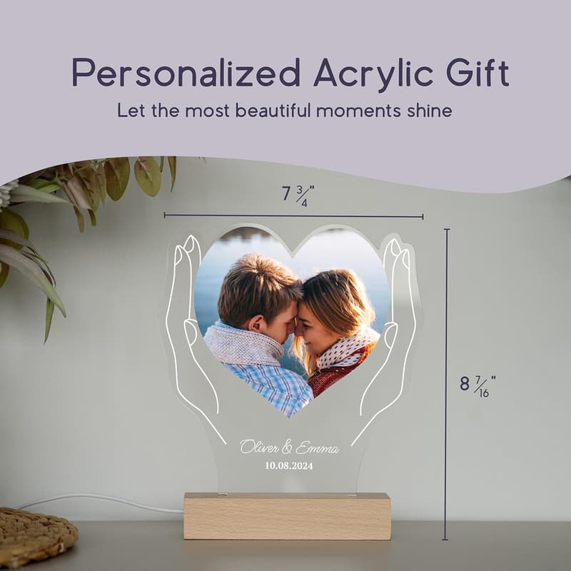 Customized Heart-Shaped LED Picture Frame for Boyfriend