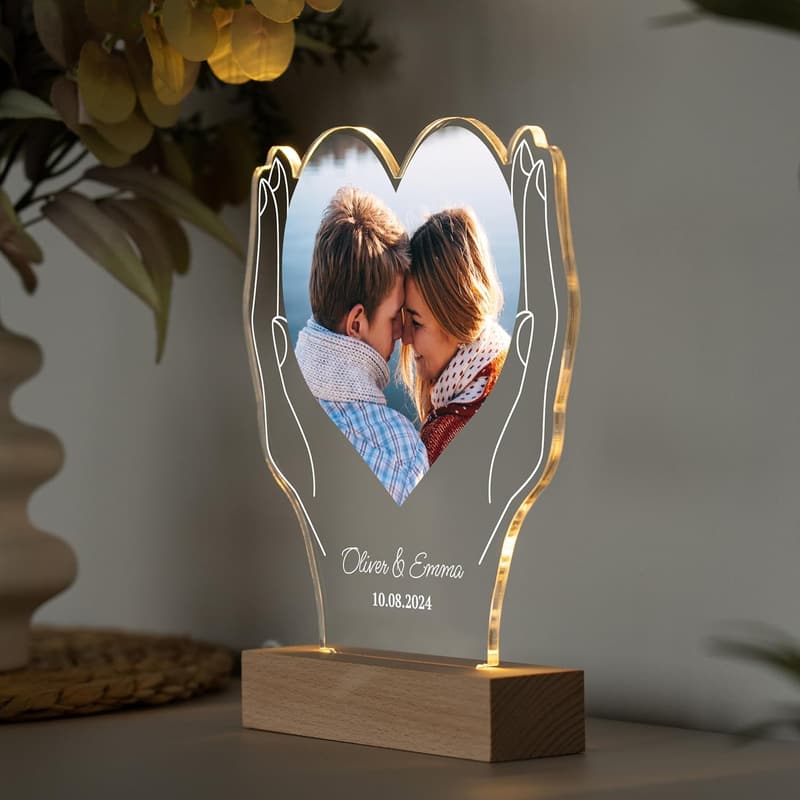 Customized Heart-Shaped LED Picture Frame for Boyfriend