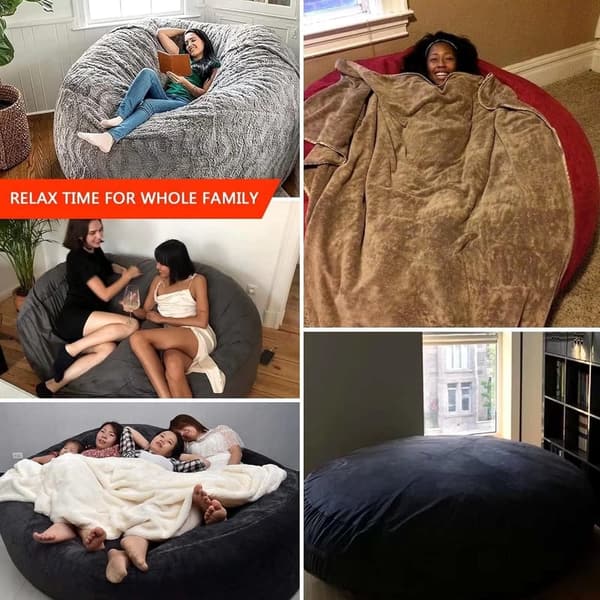 Giant Foam-Filled Bean Bag Chair for Adults - Machine Washable, Gray
