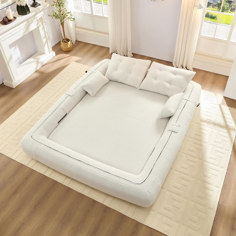 Beige 3-in-1 King Foldable Sofa Bed for Living Room