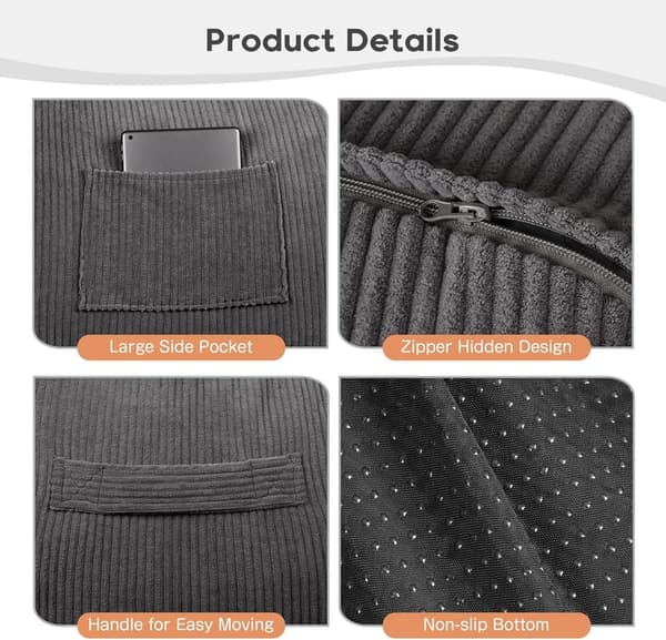 Queen Size Convertible Bean Bag Chair with Washable Covers