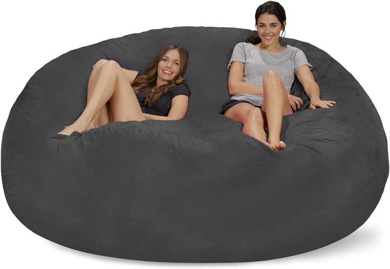 Giant 8' Memory Foam Bean Bag Chair with Soft Cover - Charcoal