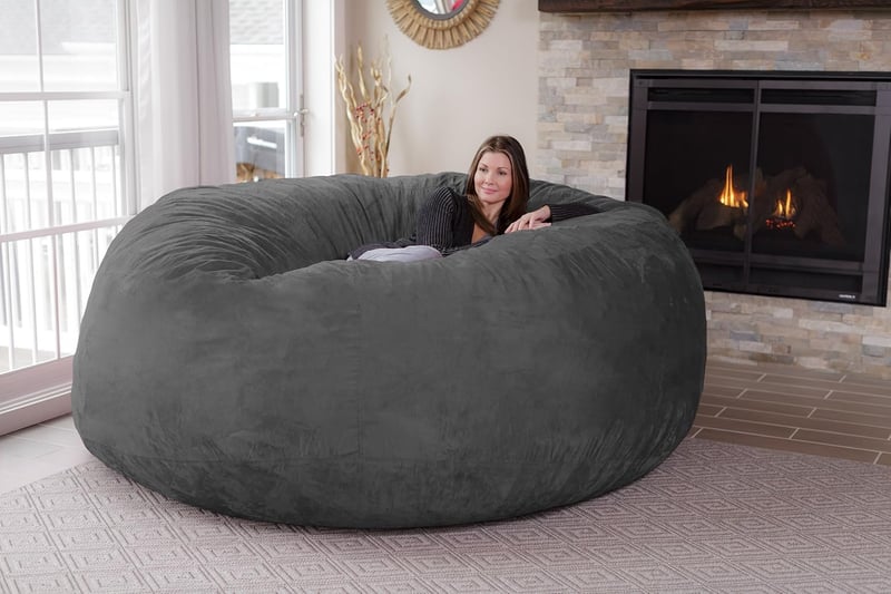 Giant 8' Memory Foam Bean Bag Chair with Soft Cover - Charcoal