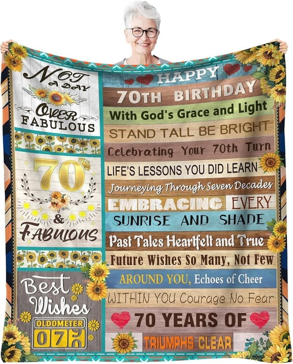 70th Birthday Blanket Gift for Women - Funny and Cozy