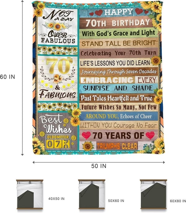70th Birthday Blanket Gift for Women - Funny and Cozy