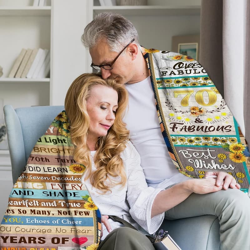 70th Birthday Blanket Gift for Women - Funny and Cozy