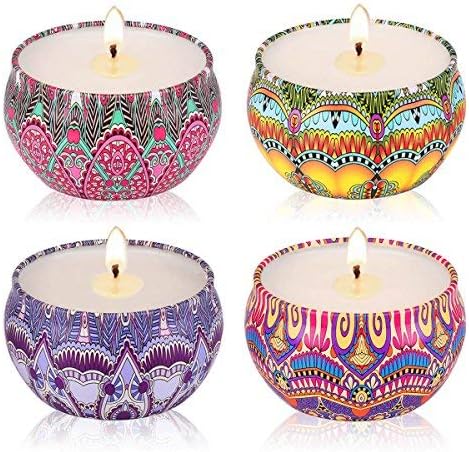 Lavender Rose Scented Candle Set - Natural Soy Wax, 4 Pack