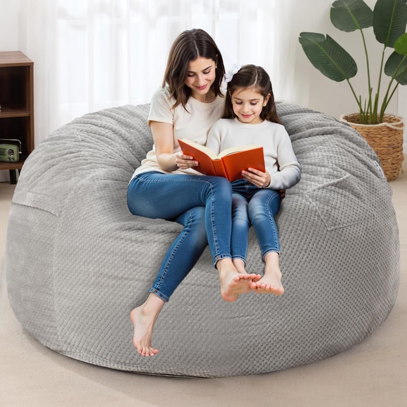 Giant Chenille Bean Bag Chair for Adults and Couples (Grey)