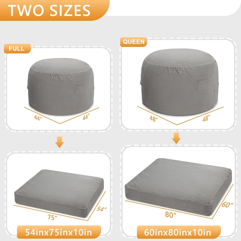 Giant Chenille Bean Bag Chair for Adults and Couples (Grey)