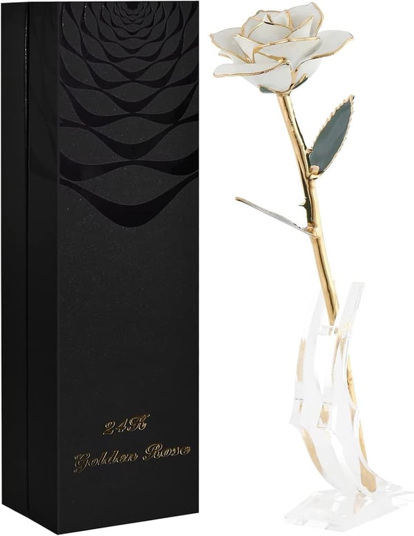 Gold-Dipped Real Rose with Stand for Wife - Lasting Gift