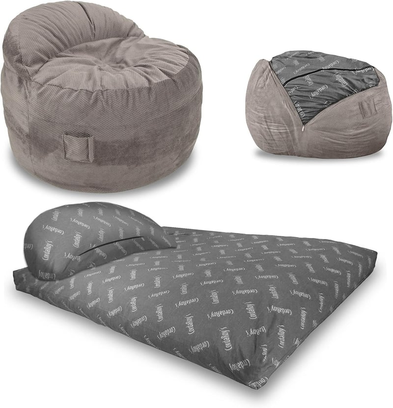 CordaRoy's NEST Convertible Bean Bag Chair & Bed - Charcoal