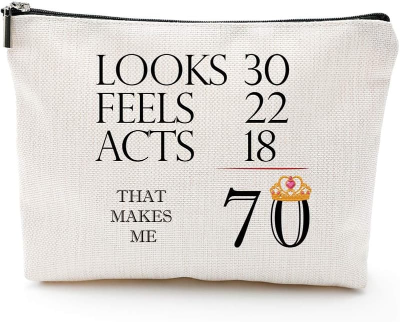 70th Birthday Unicorn Makeup Bag for Women