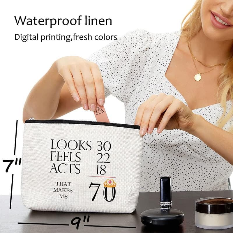 70th Birthday Unicorn Makeup Bag for Women