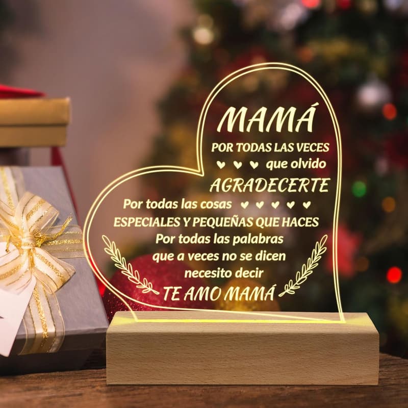 Birthday Gift for Mom - Engraved Wooden Base Lamp