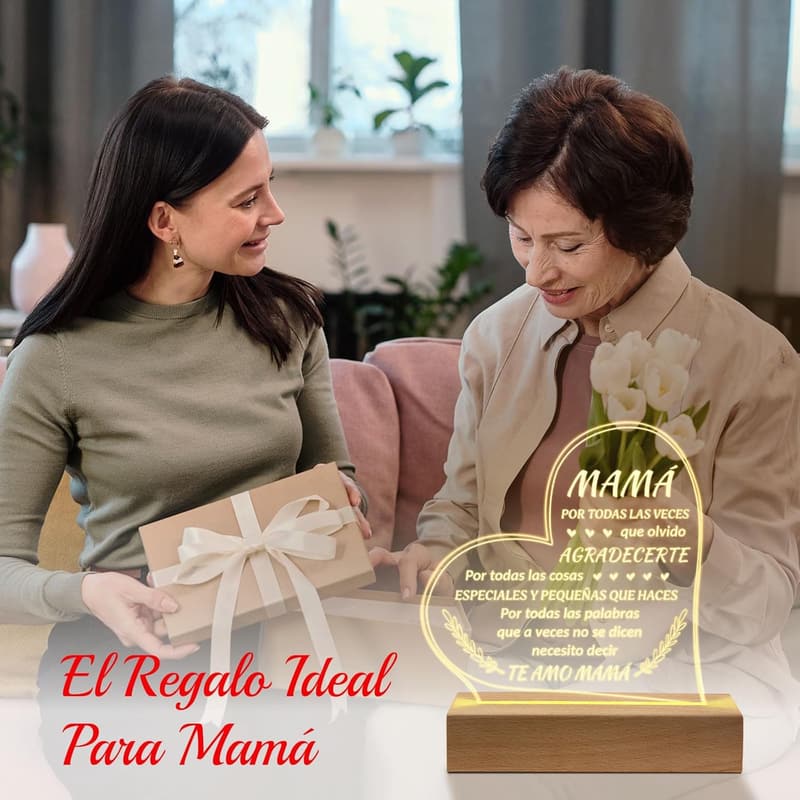 Birthday Gift for Mom - Engraved Wooden Base Lamp