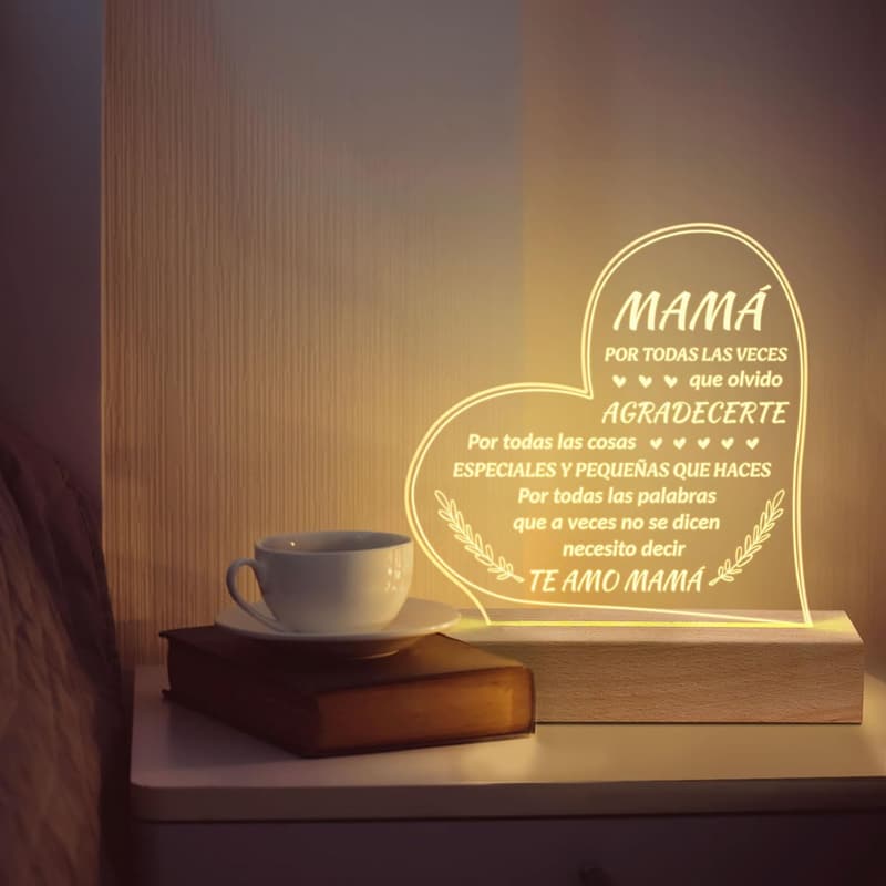 Birthday Gift for Mom - Engraved Wooden Base Lamp
