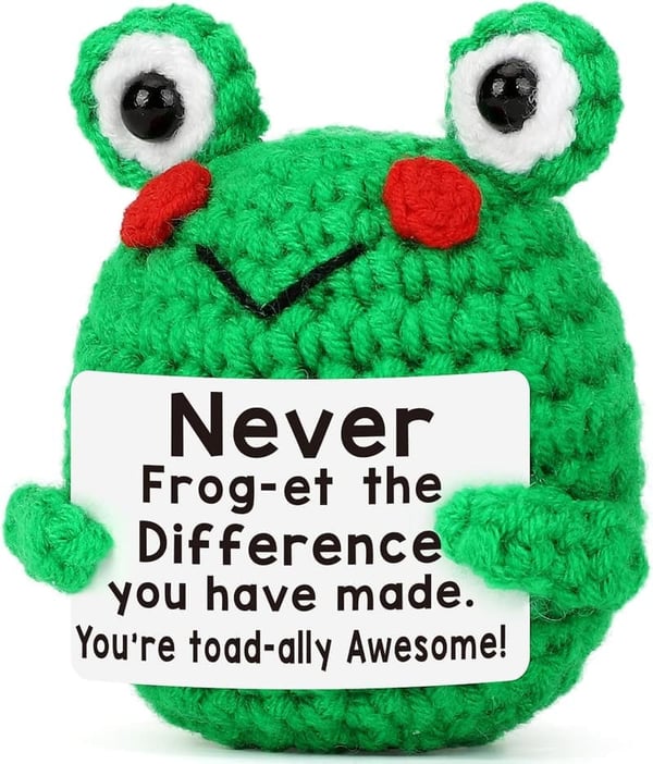 Teacher Appreciation Mini Positive Crochet Frog Gift