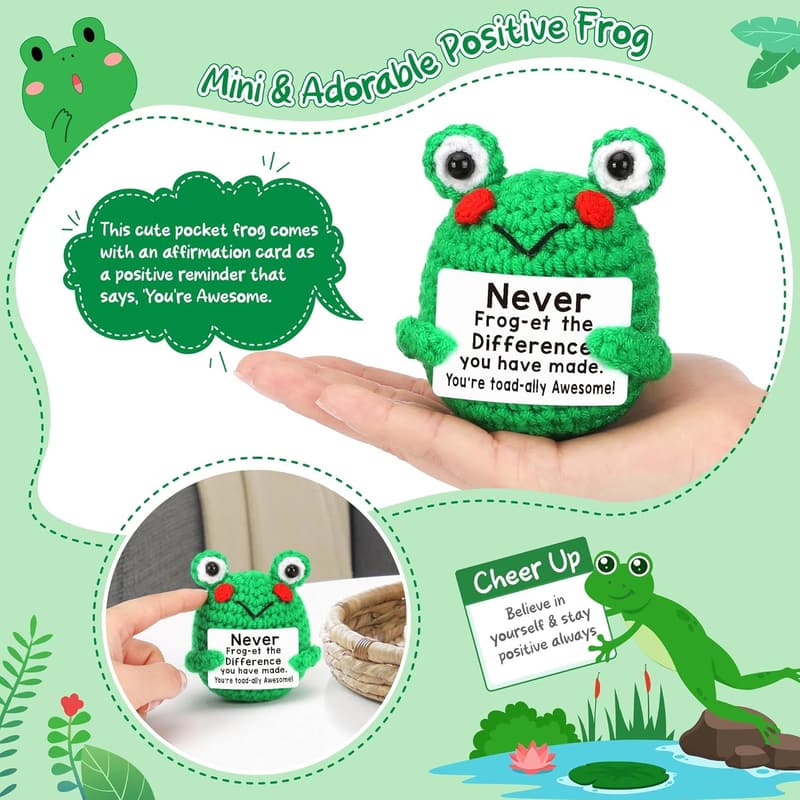 Teacher Appreciation Mini Positive Crochet Frog Gift