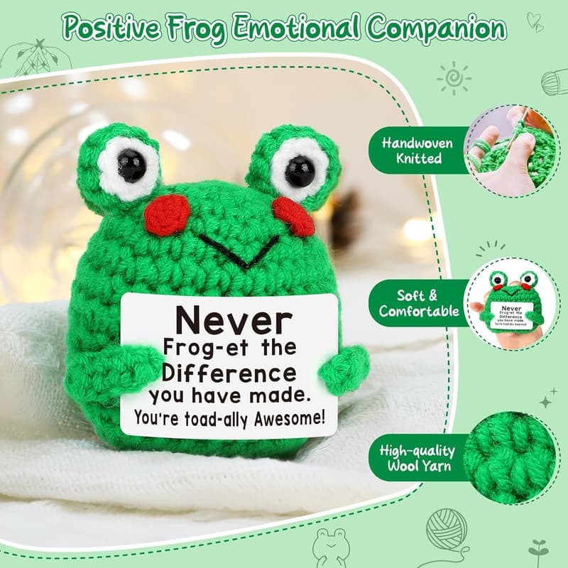 Teacher Appreciation Mini Positive Crochet Frog Gift