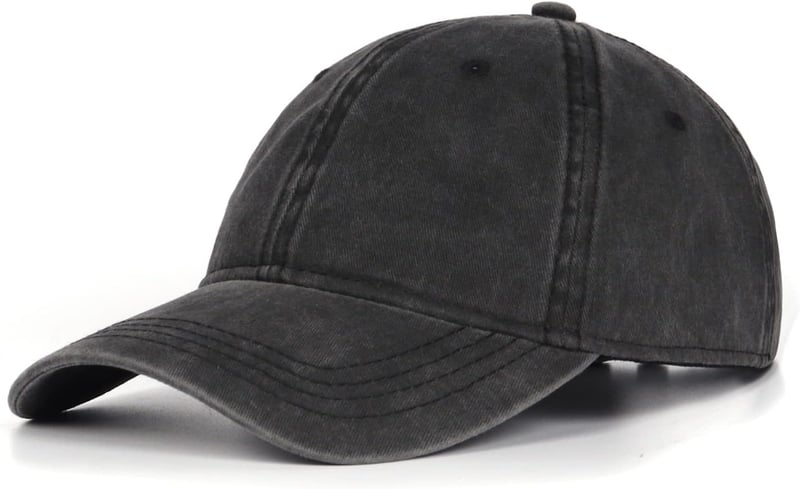 Oversized Denim Baseball Cap for Big Heads, Pigment Dyed