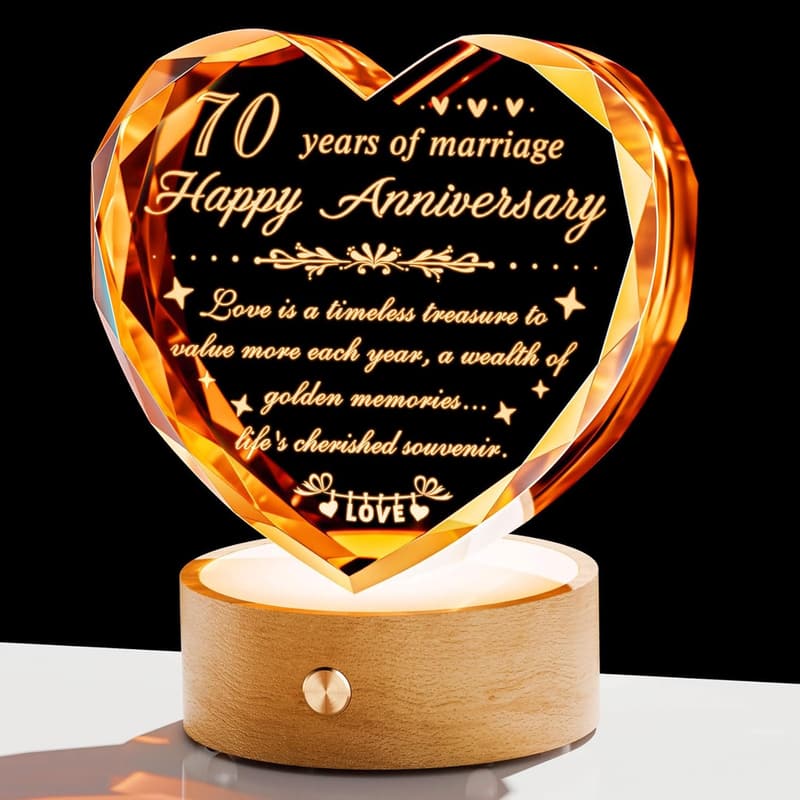 70th Anniversary Crystal Keepsake for Parents & Grandparents