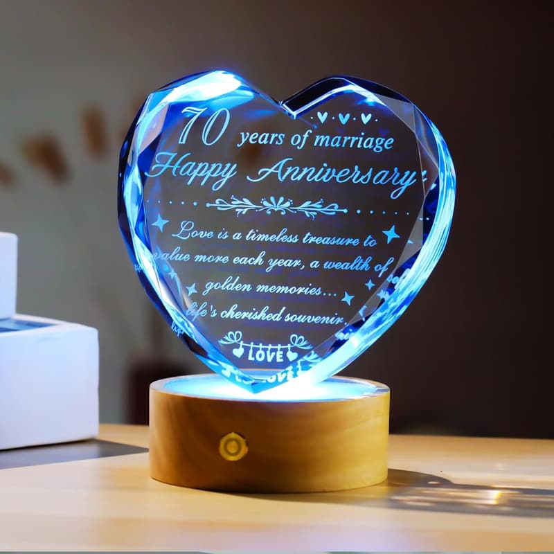 70th Anniversary Crystal Keepsake for Parents & Grandparents