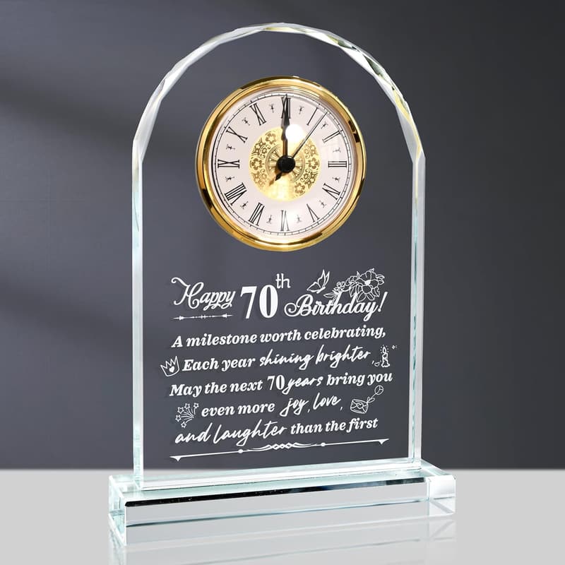 70th Birthday Quartz Clock with Crystal Roman Numerals