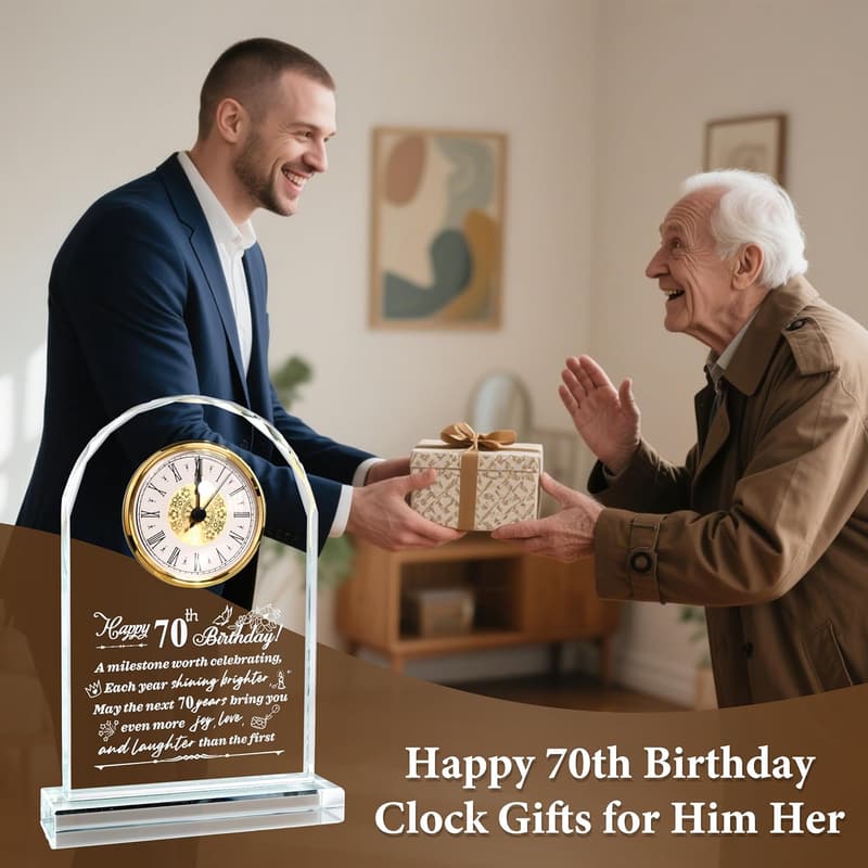 70th Birthday Quartz Clock with Crystal Roman Numerals