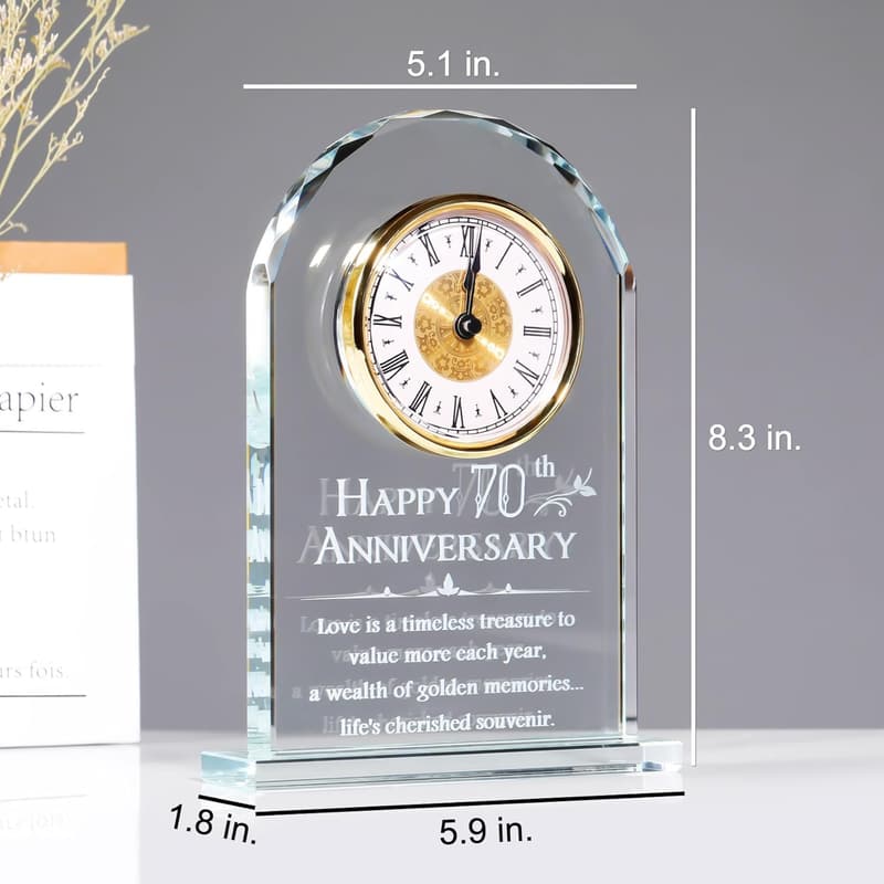 70th Wedding Anniversary Quartz Clock Gift for Couples