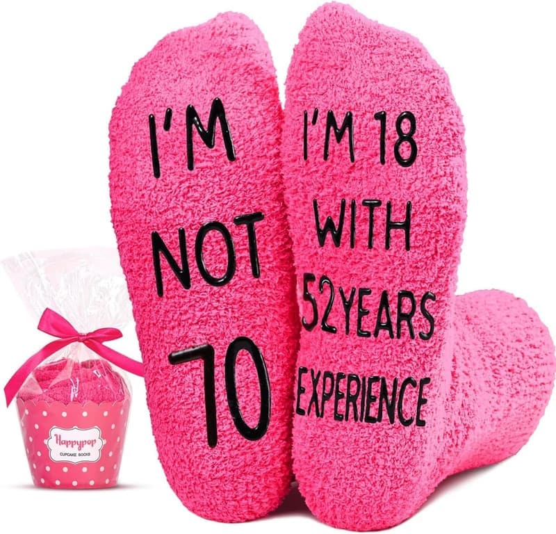 70th Birthday Socks Gift for Women - Pink HappyPOP