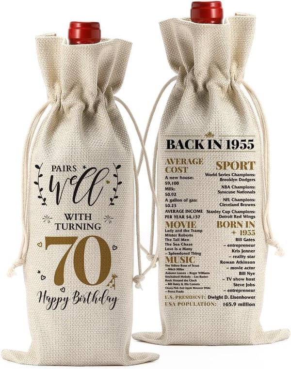 70th Birthday Wine Bag – Funny Gift for Him/Her