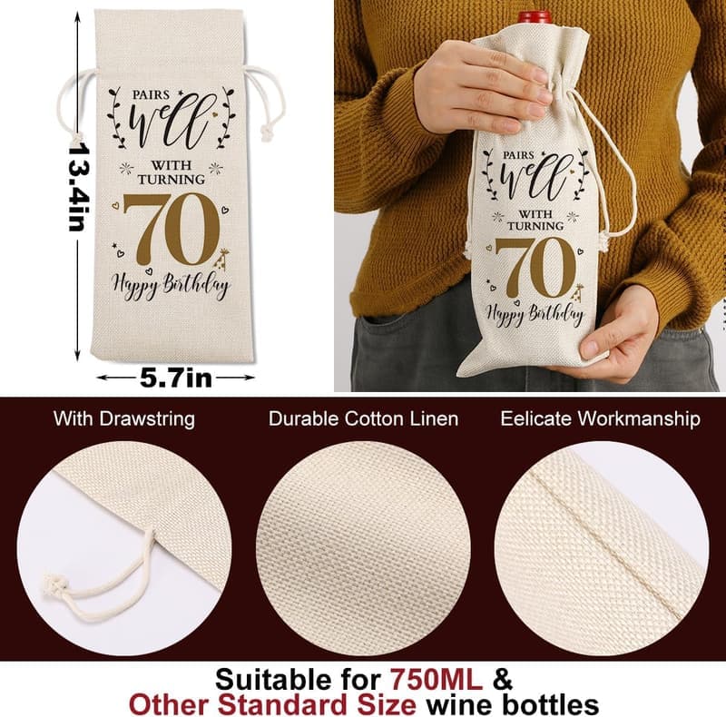 70th Birthday Wine Bag – Funny Gift for Him/Her