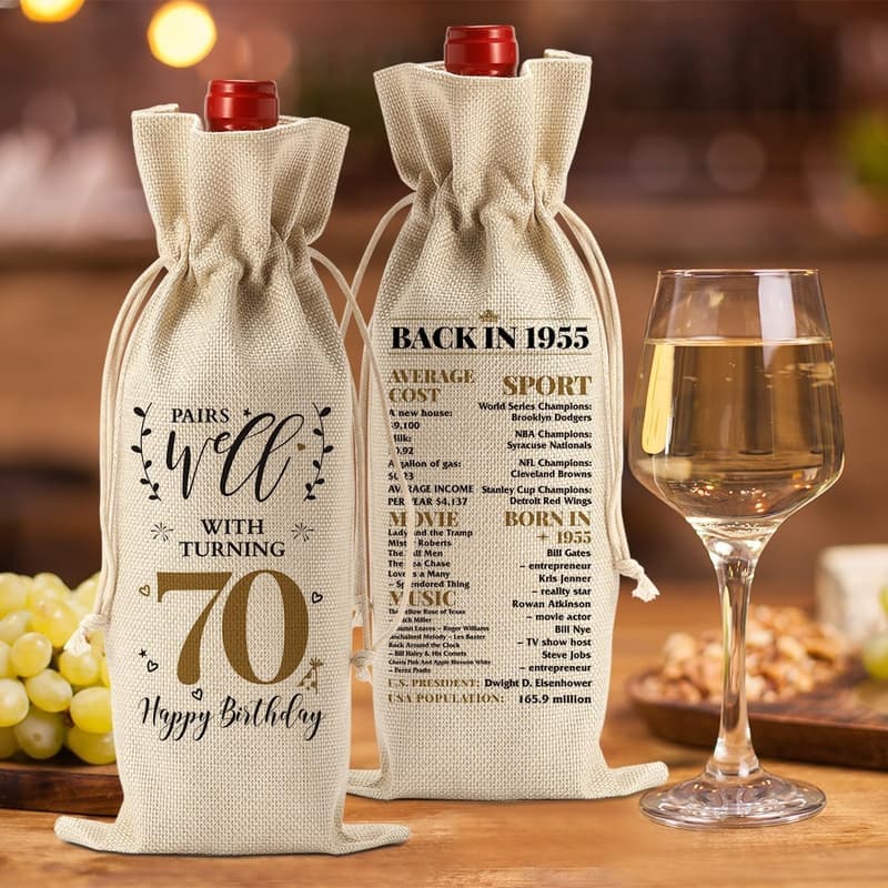 70th Birthday Wine Bag – Funny Gift for Him/Her