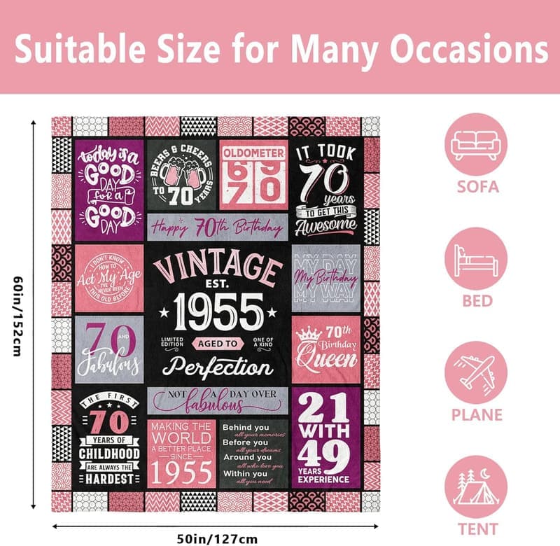 70th Birthday Women's Blanket, 60